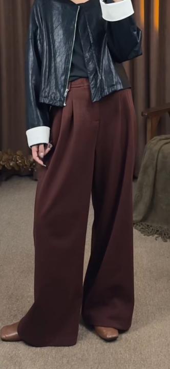 范范私定毛尼阔腿裤