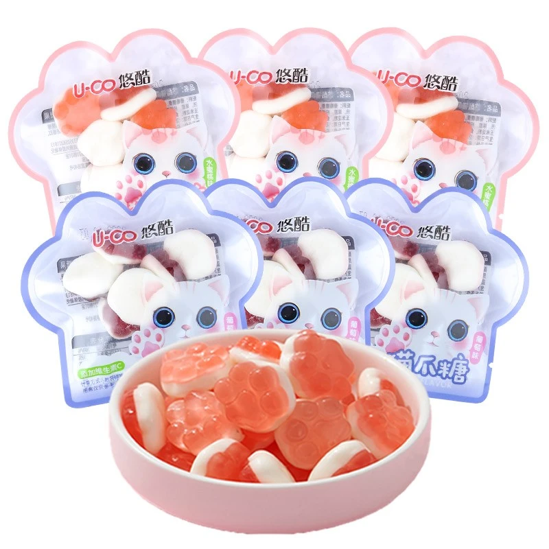 【爆卖推荐】悠酷猫爪软糖高颜网红儿童QQ橡皮糖办公休闲零食lpxly