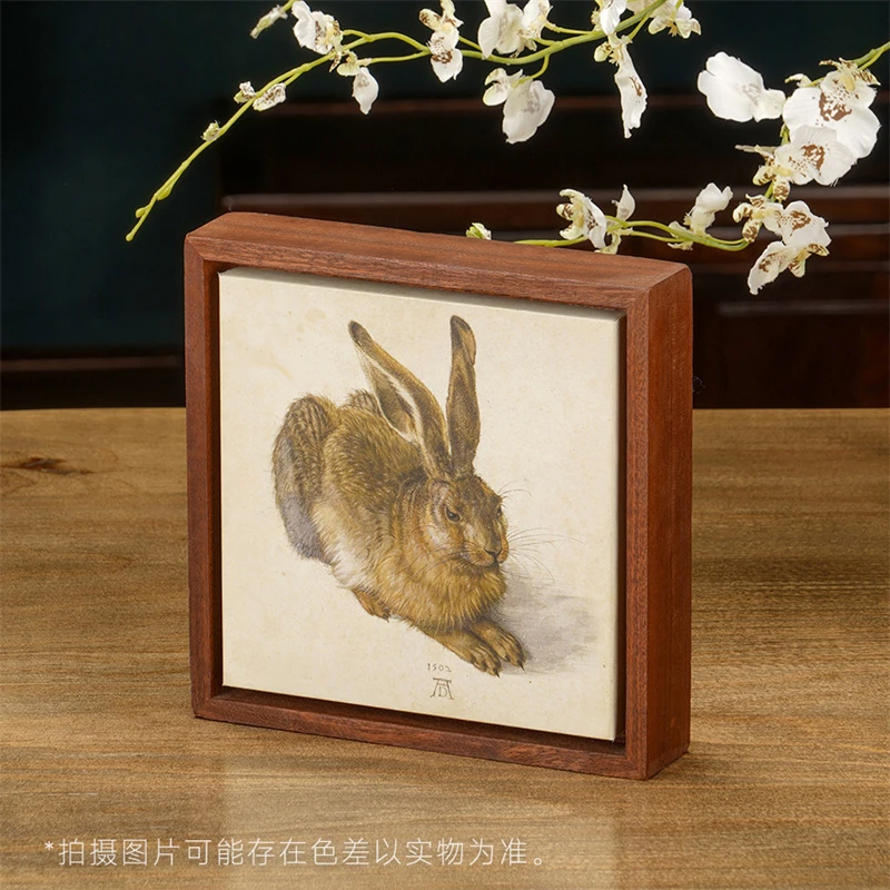 世界名画复刻版画沙比利实木摆台精美桌面摆件书房摆件酒柜摆件