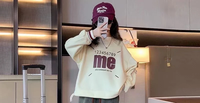 中大童女童一体绒卫衣