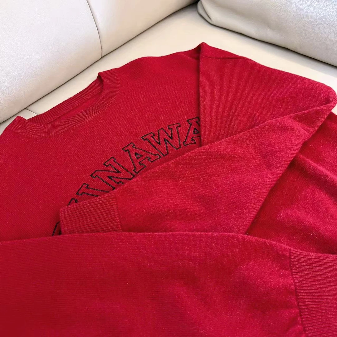 Ananstudio【100%澳洲山羊绒字母刺绣蝙蝠衫】