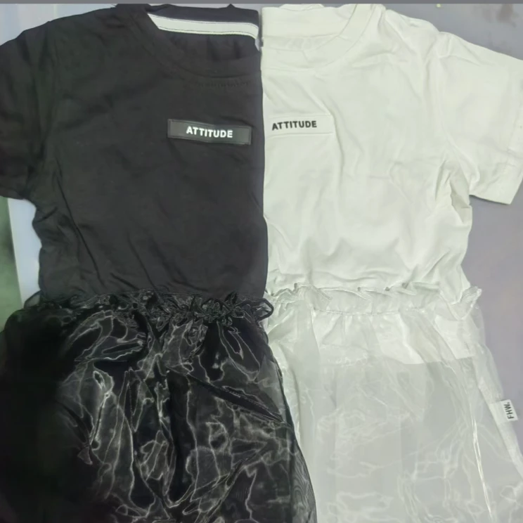 anan童装女童洋气拼接时尚短纱裙