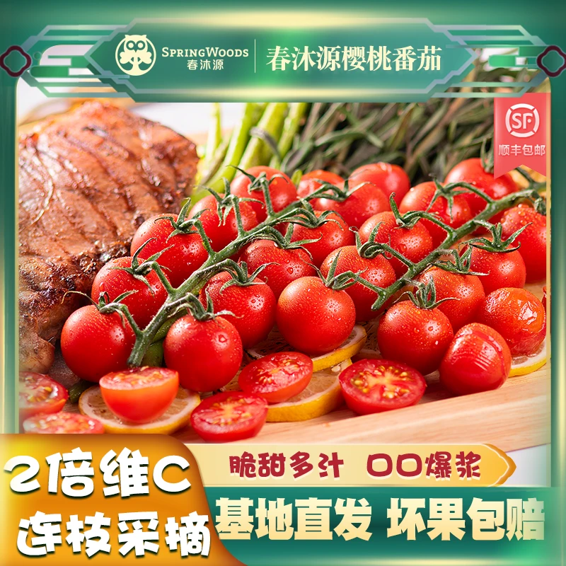 春沐源皇珈串茄番茄高品质皮薄多汁生态浓郁美味营养连枝现采现摘
