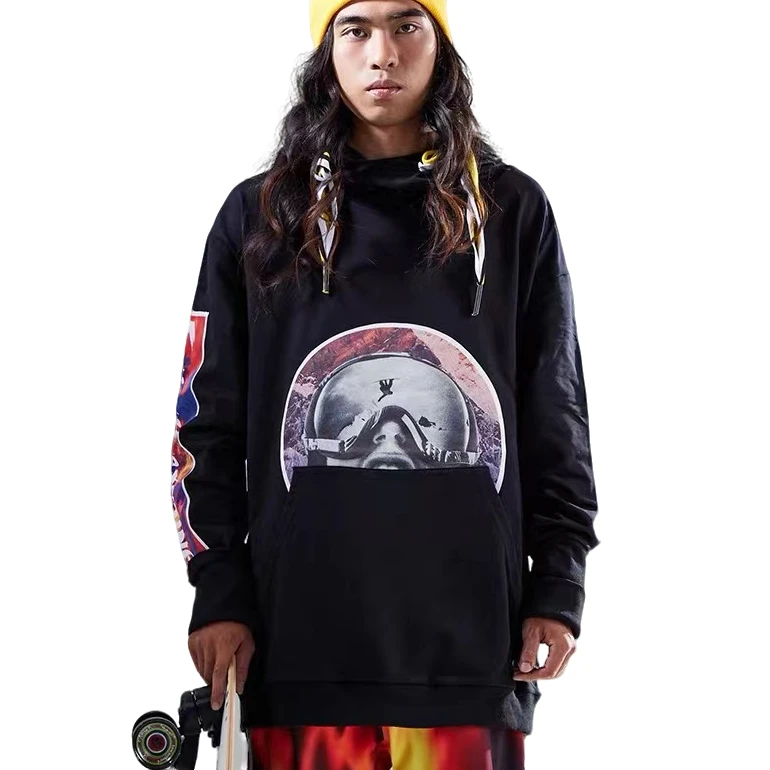 秋季运动卫衣男女套头衫宽松嘻哈连帽卫衣滑板滑雪E8823-3003-0