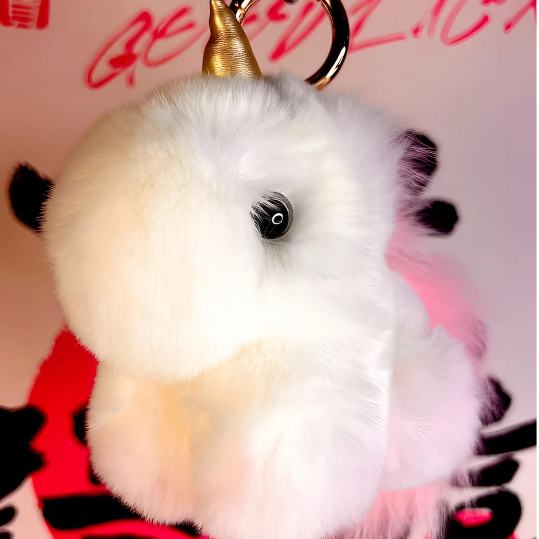 独角兽獭兔毛加狐狸毛真毛绒