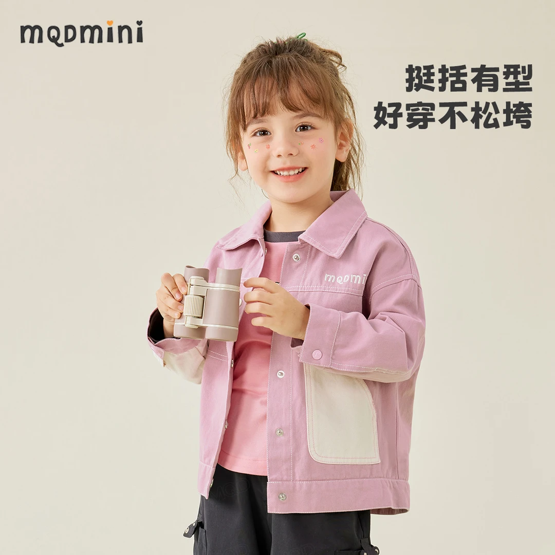 MQDmini童装女童外套春装中小童宝宝休闲卡通翻领夹克584120831