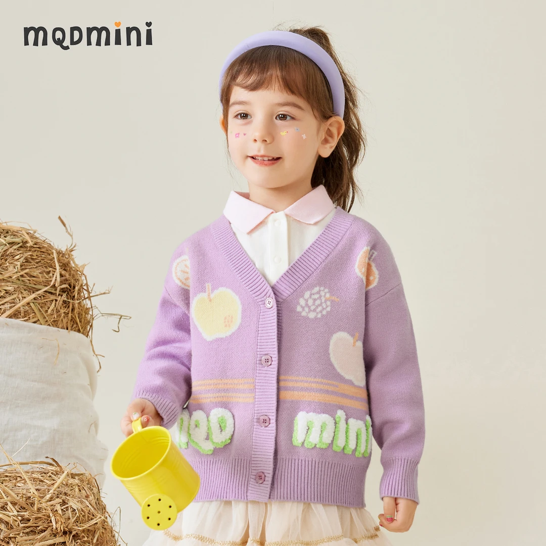 MQDMINI女童开衫毛衫甜美外套时尚百搭柔软舒适针织衫583320704