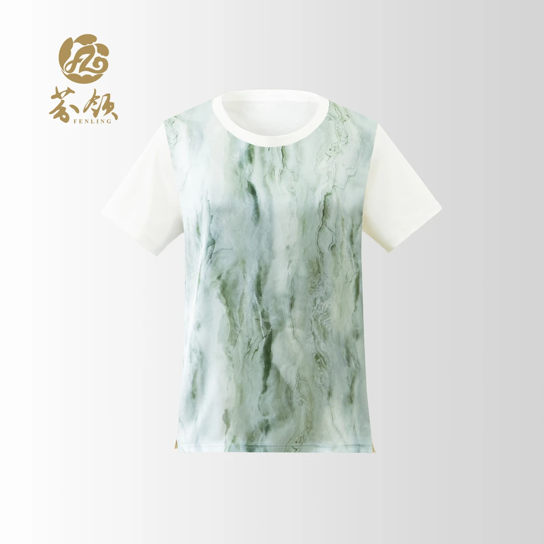 芬领-翠染-桑蚕丝双面缎30姆米拼纯棉短袖（2024）SY1115-1117