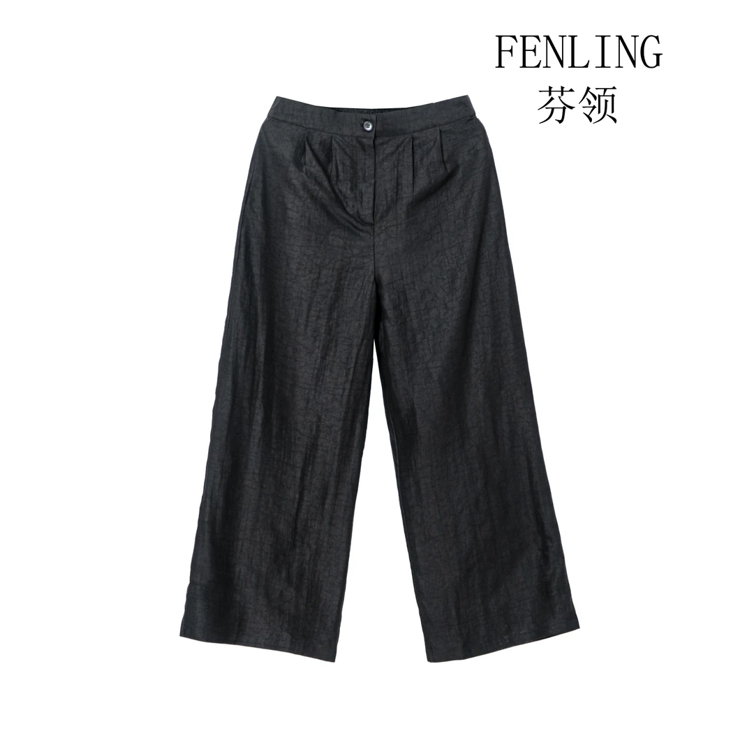 芬领-悦钦-中式桑蚕丝香云纱30姆米龟纹/红云纱阔腿裤CK27～36