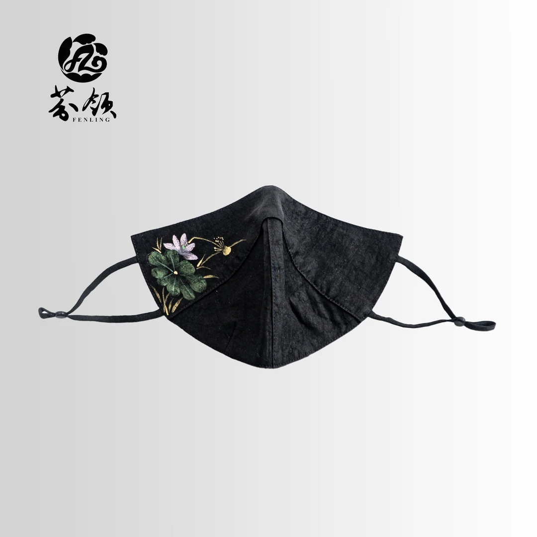 FENLING/芬领-桑蚕丝香云纱30姆手绘黑龟防晒口罩（非医用）KZ53-61