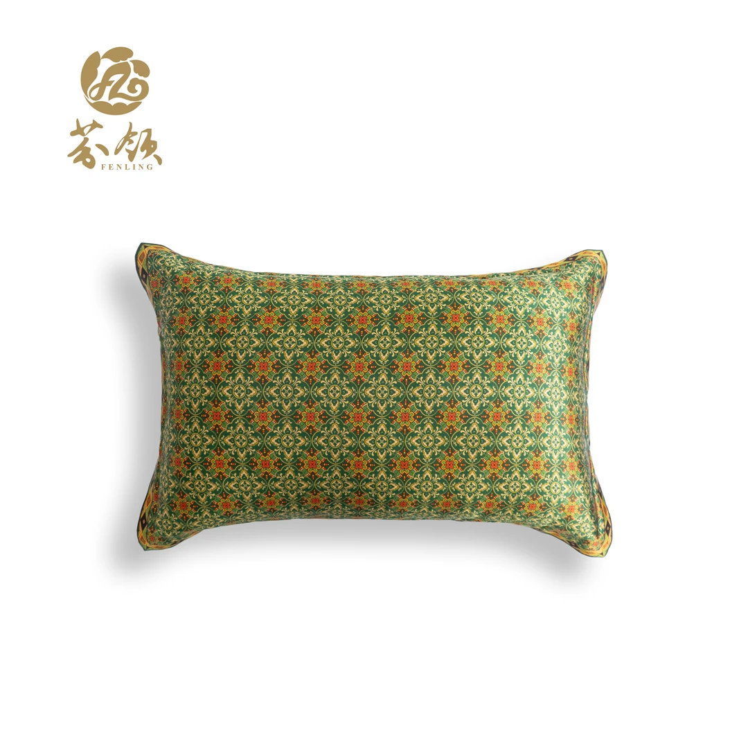 如意花纹-桑蚕丝60姆抛光打磨老料香云纱高端定制46*70cm枕套T474