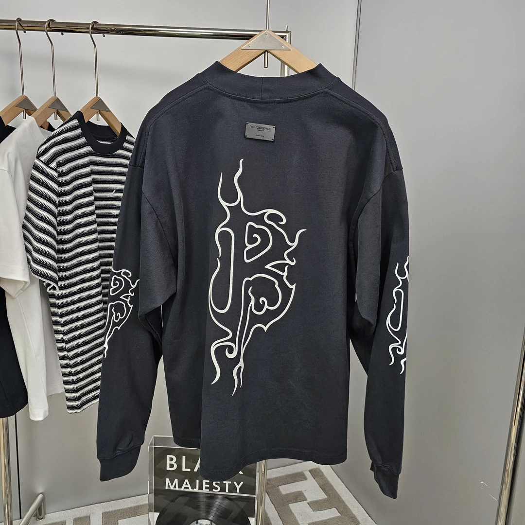 【火焰】高克重重磅T恤 长袖设计师款 潮流