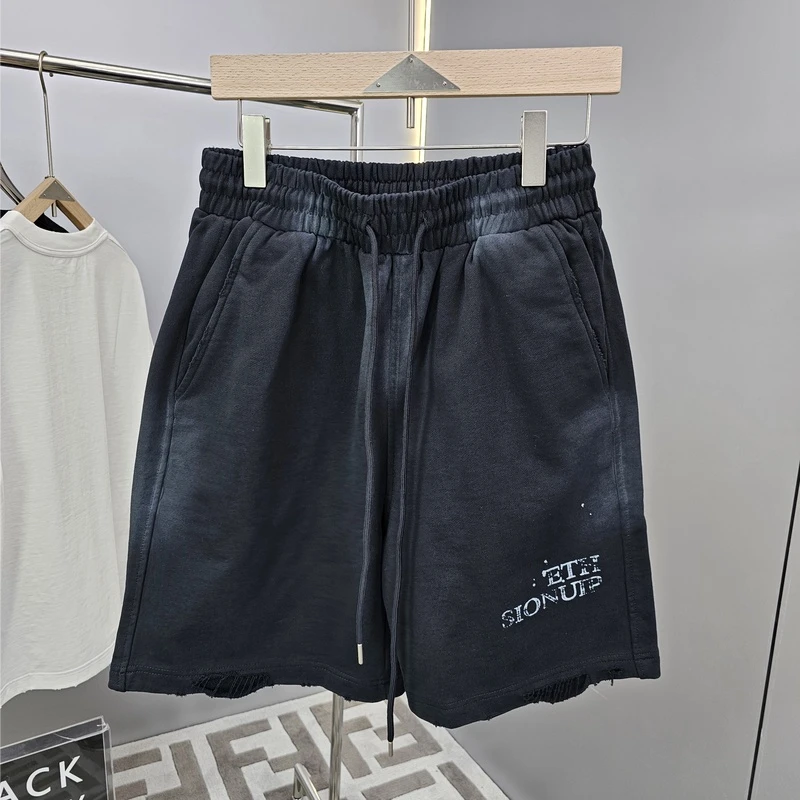 【不羁】高端品质 高克重 设计师款 百搭短裤 棉质毛线圈 破旧水洗