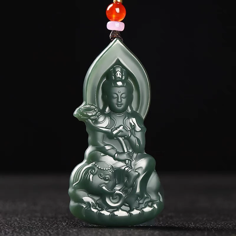 和田玉生肖龙蛇守护普贤菩萨