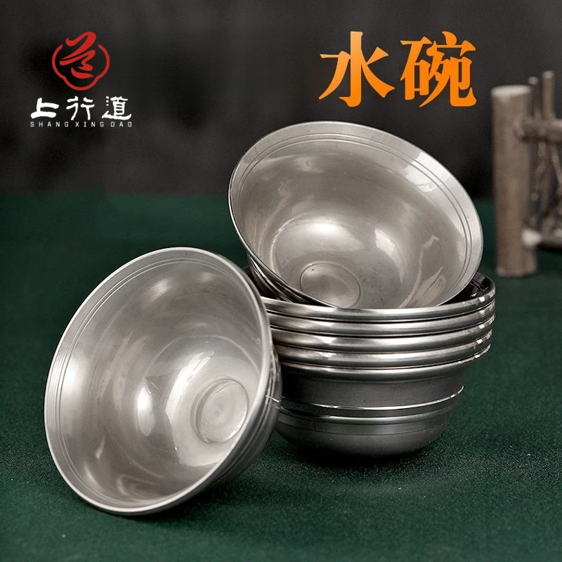 上行道摆件尼泊尔手工青铜平底供水碗水杯家居一套七个不生锈水杯
