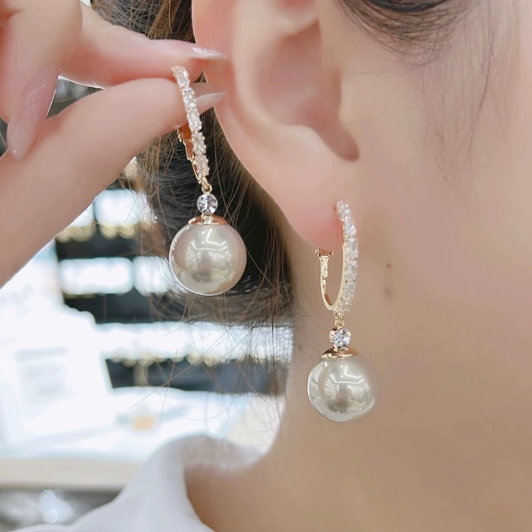 铜合金仿珍珠耳饰 新款潮气质百搭珍珠耳环高级感轻奢防丢耳扣