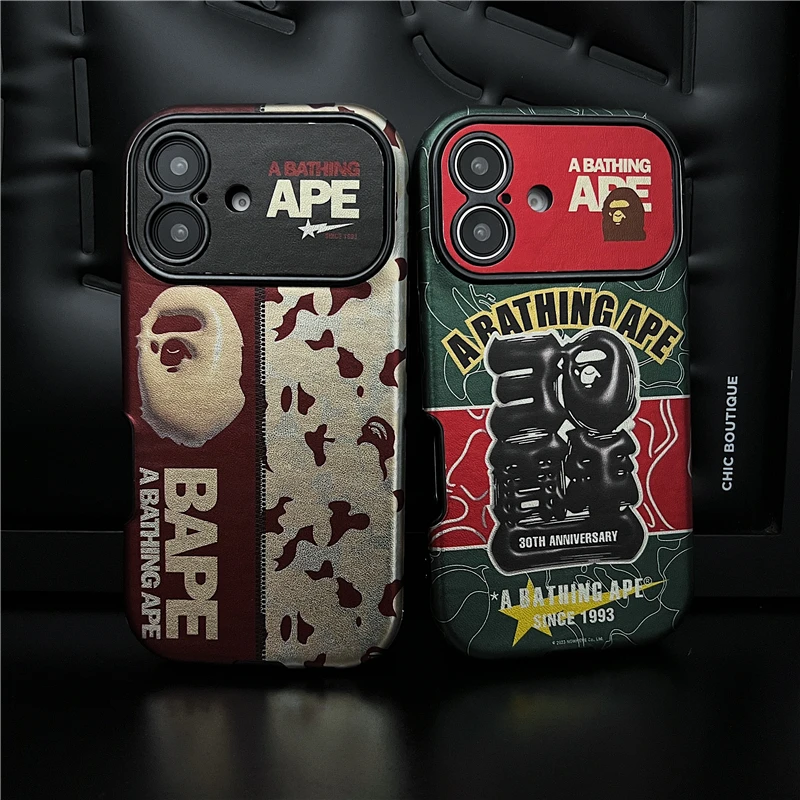 潮牌猿猴适用苹果16promax/15pro/14手机壳iphone12个性13pro皮质