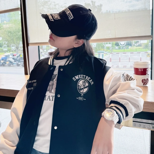 儿童简潮洋气范棒球服男女同款