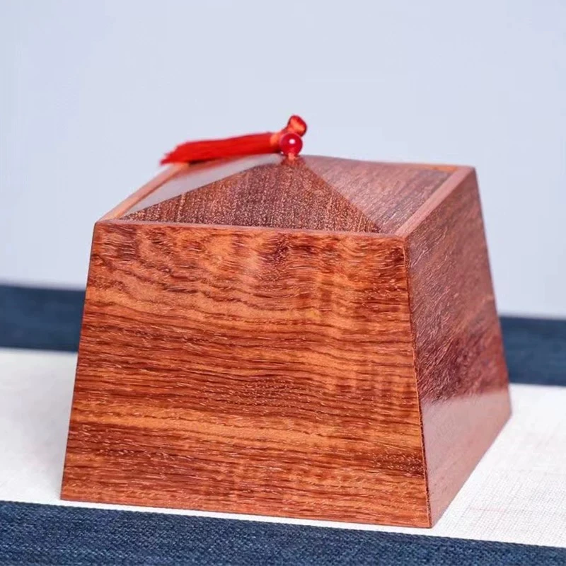 花梨木茶叶罐储物收纳盒带盖高档实用带盖仿古米斗日进斗金