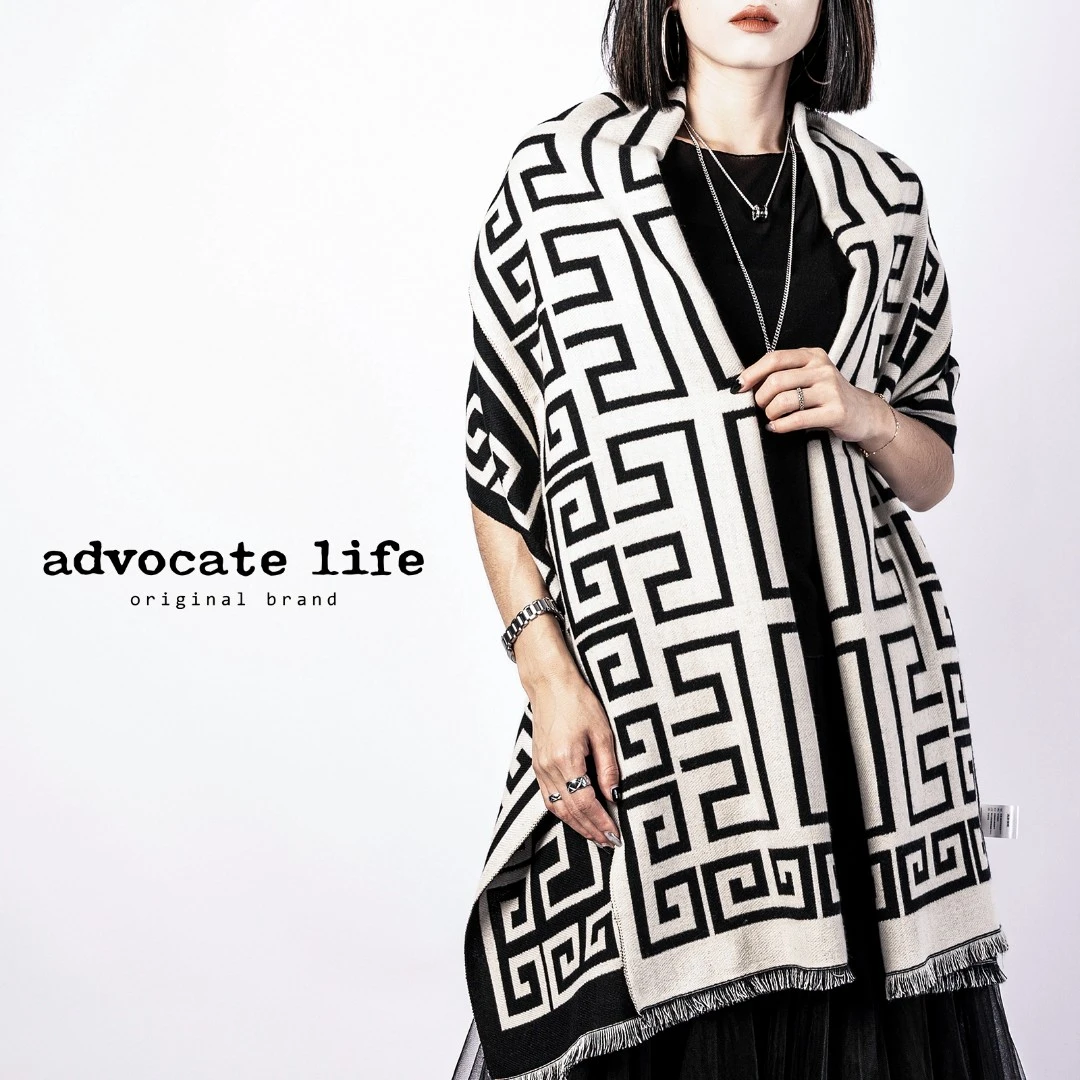 Advocatelife 2025新品黑白条纹时尚休闲百搭气质围巾 FQ302396