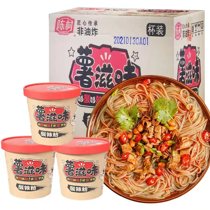 陈村正宗酸辣粉桶装红薯粉丝方便冲泡速食米线非油炸泡面