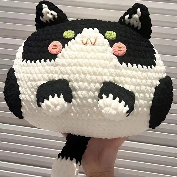 diy手工编织猫咪抱枕自制沙发靠枕腰垫送教程工具适合新手材料包