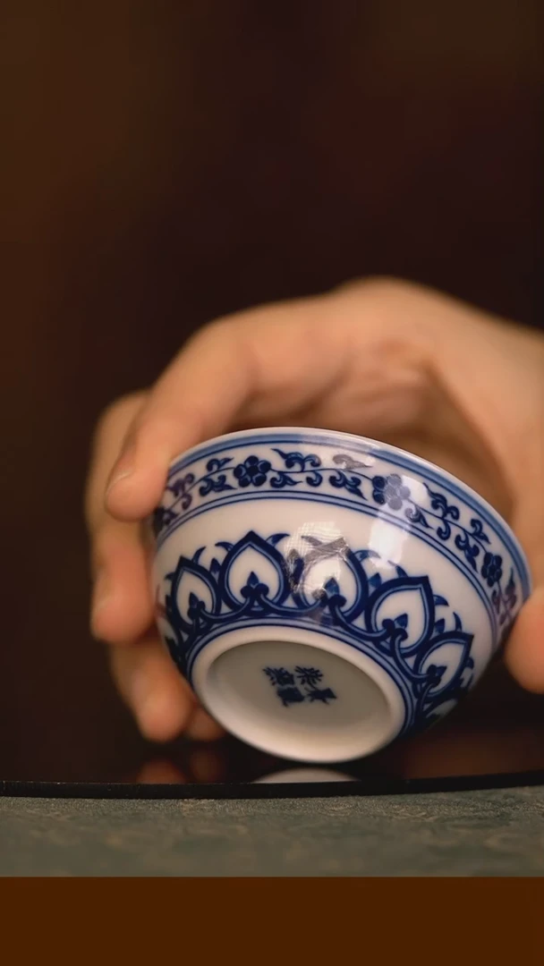 【闪购商品】杯  景雅柴窑  手工手绘柴窑青花