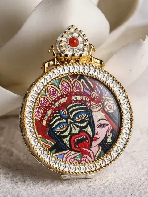 钨合金吊坠 纯手绘热贡唐卡吊坠藏地非遗艺术品