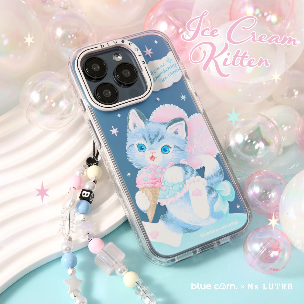 Bluecorn联名Ms LUTRA冰激凌猫咪适用于苹果iPhone16/15/14手机壳