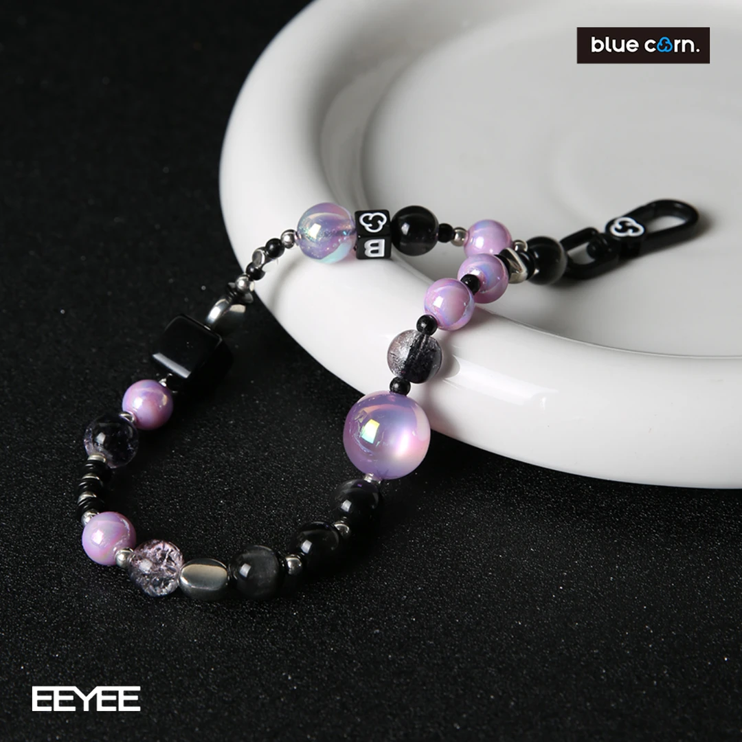 Bluecorn原创设计师款暗夜星河紫色梦境夏季可爱手工串珠手机挂绳