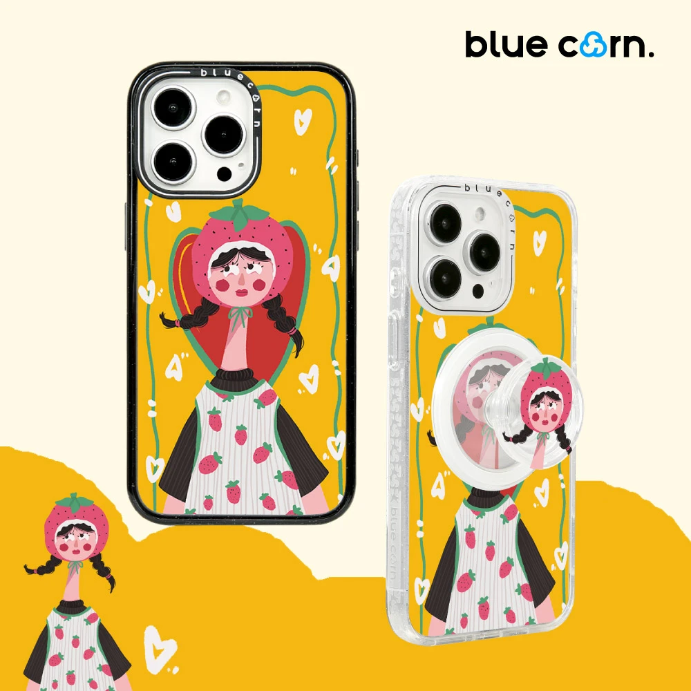 【潮壳小铺专属】Bluecorn草莓头套女孩适用iPhone16/15/14手机壳