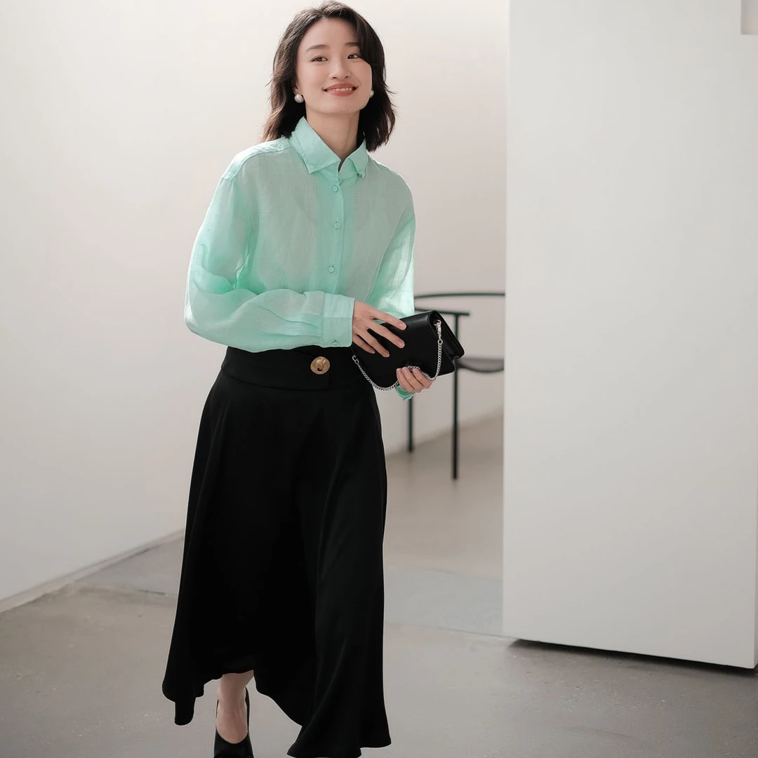 【小云总专享】MiniAnsuo女士气质长袖百搭休闲简约上衣衬衫EX1C073
