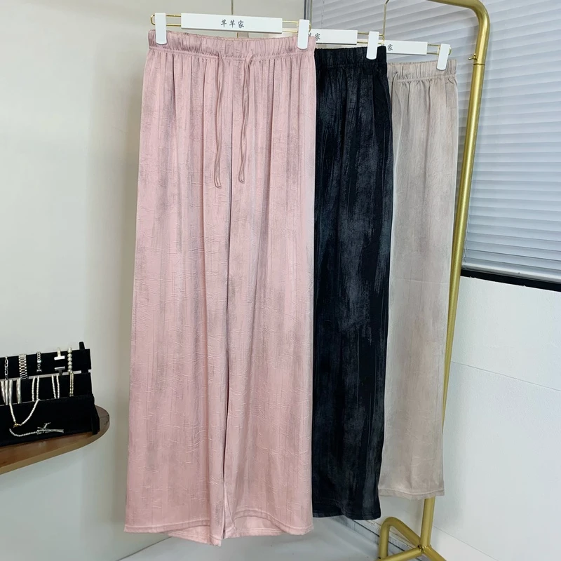 芊芊【尤莱特】大码夏季锻面扎染阔腿裤显瘦垂坠感休闲裤 【JQ77029】