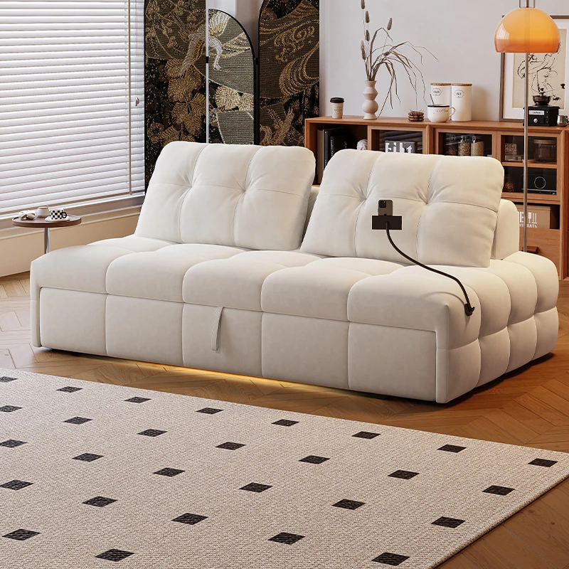 新款奶油风泡芙沙发床小户型客厅日式可折叠两用单双人沙发床