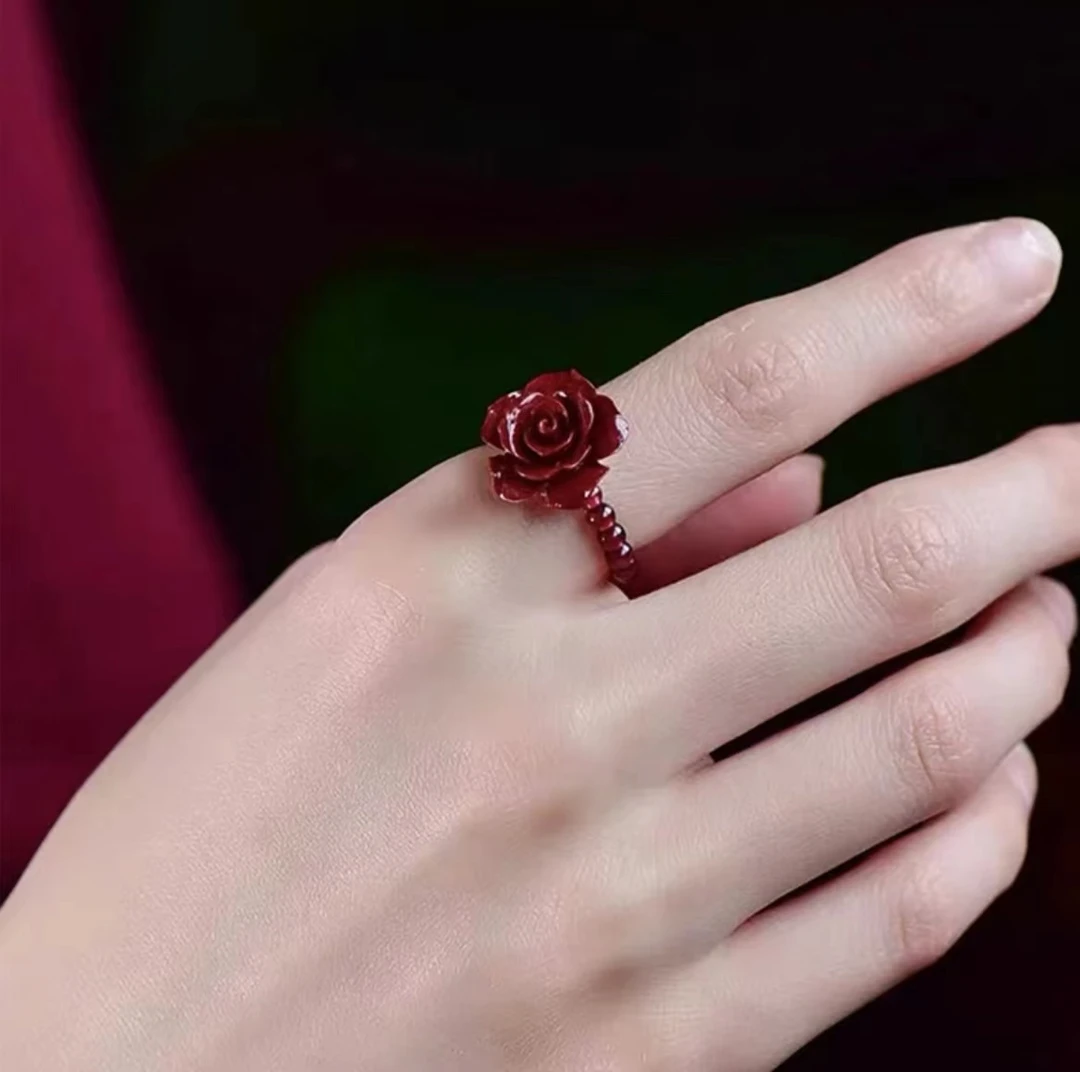 含辰砂工艺品精品正宗花开富贵财源滚滚滚戒指 ID:37047810051