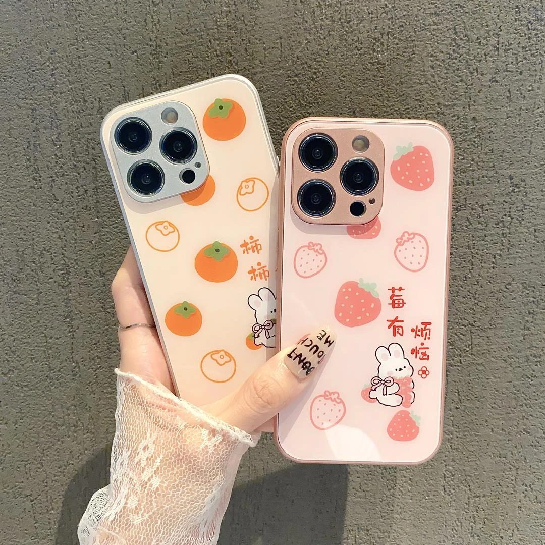 柿柿如意适配苹果/小米/oppo/vivo/华为荣耀女新款手机壳玻璃潮流