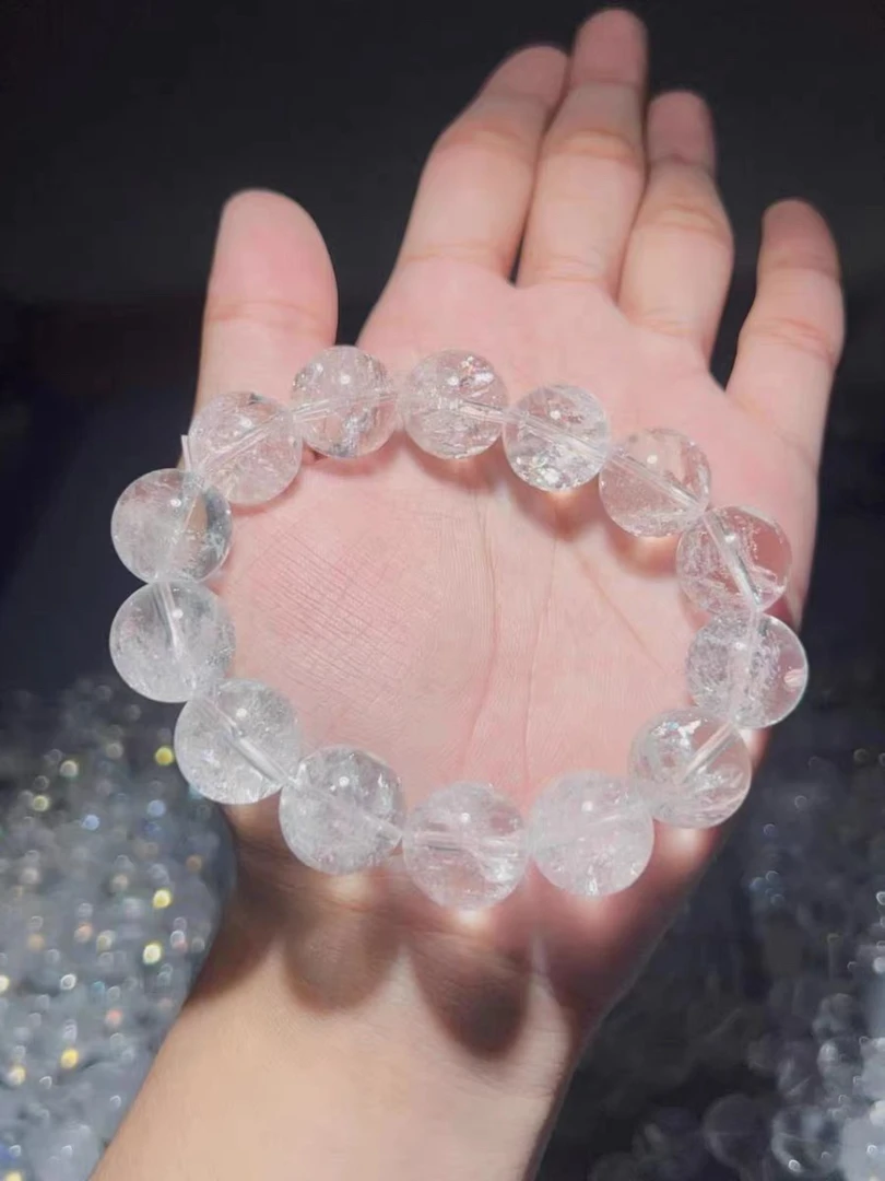 【透明绳白阿塞】天然梵天透体白阿塞手串高频水晶/多样性发其一