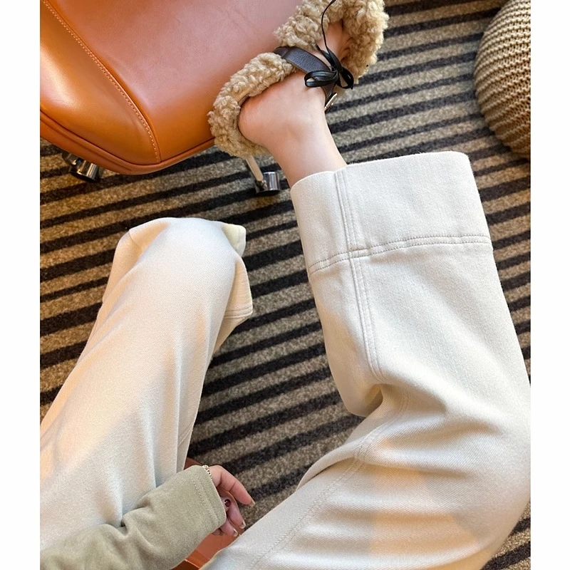 杏色九分牛仔裤2025春秋季新款小个子显瘦宽松高腰直筒休闲烟管裤