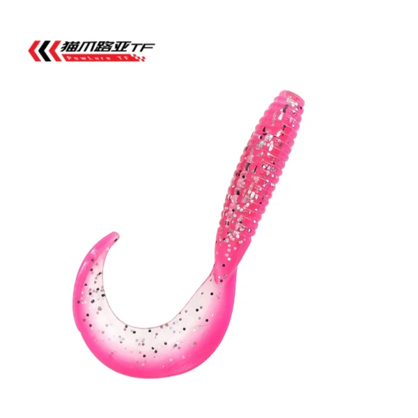 T尾软饵路亚饵15袋装虾味双色螺纹卷尾路亚软饵爆钓软虫鱼饵诱饵