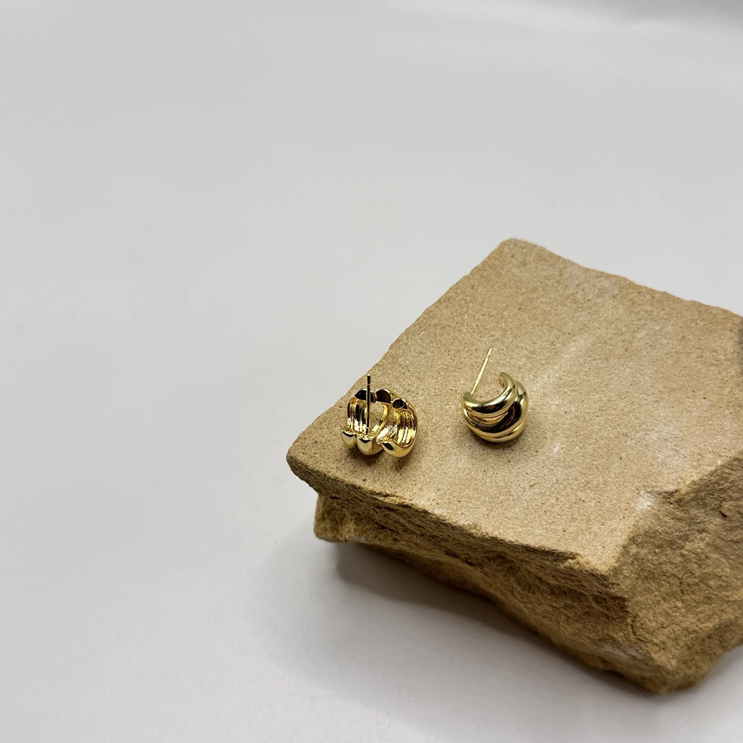 铜合金耳饰 0716 Acc-371秋季上新 亮面金色轻熟气质感耳饰