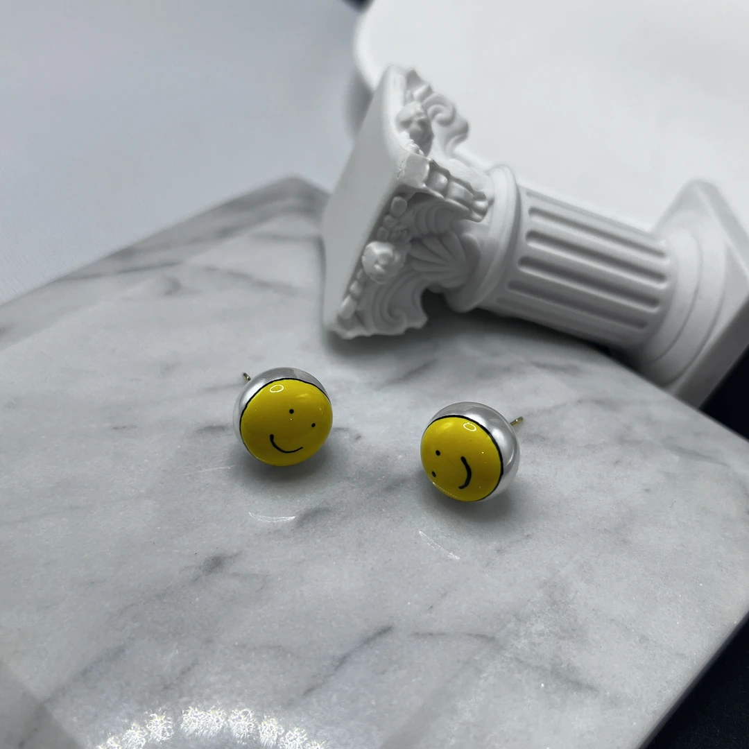 钛钢亚克力耳饰 0716Acc-319可爱时尚迷你百搭黄色小众饰品