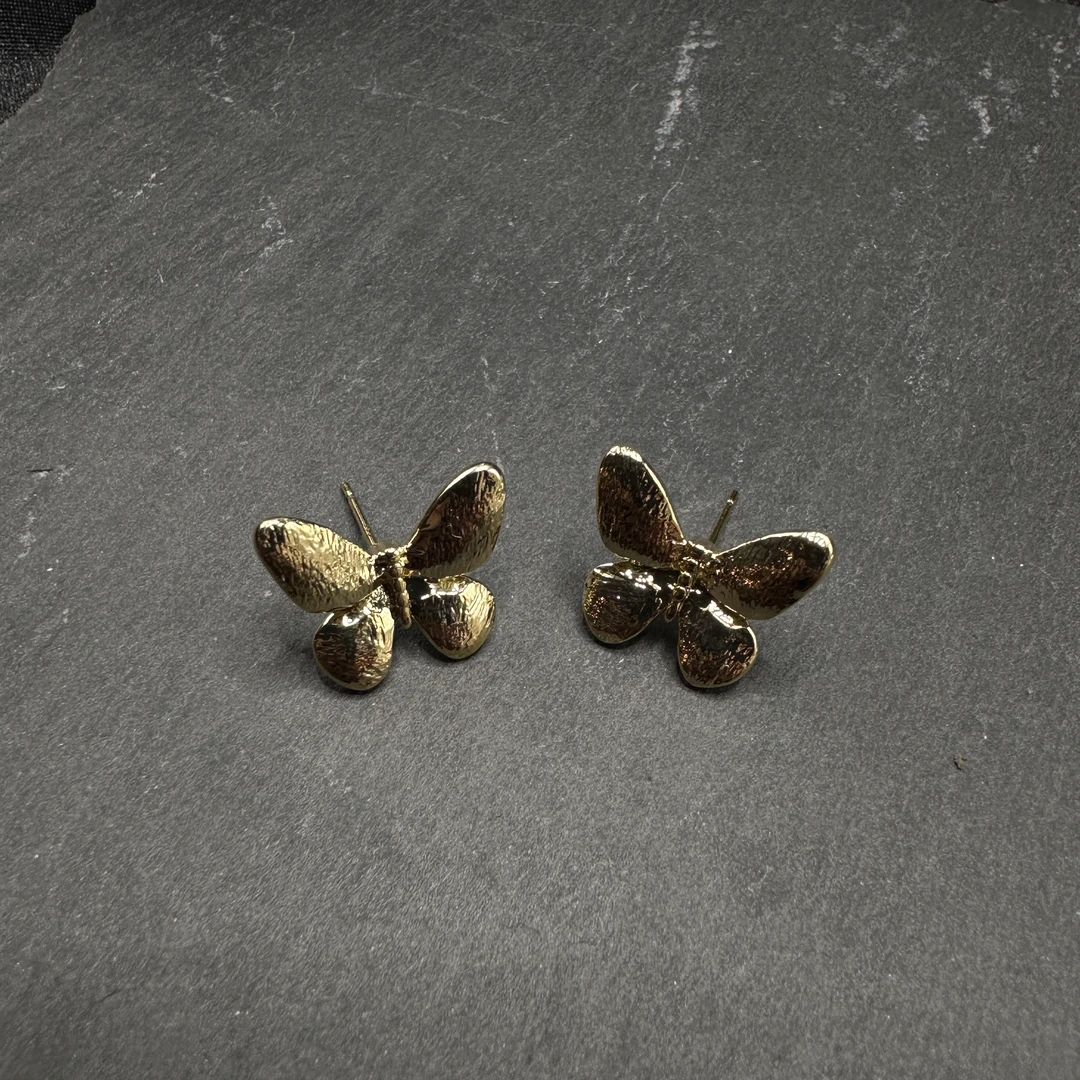 铜合金耳饰 0716 Acc-538 做旧风浅金色女甜美蝴蝶