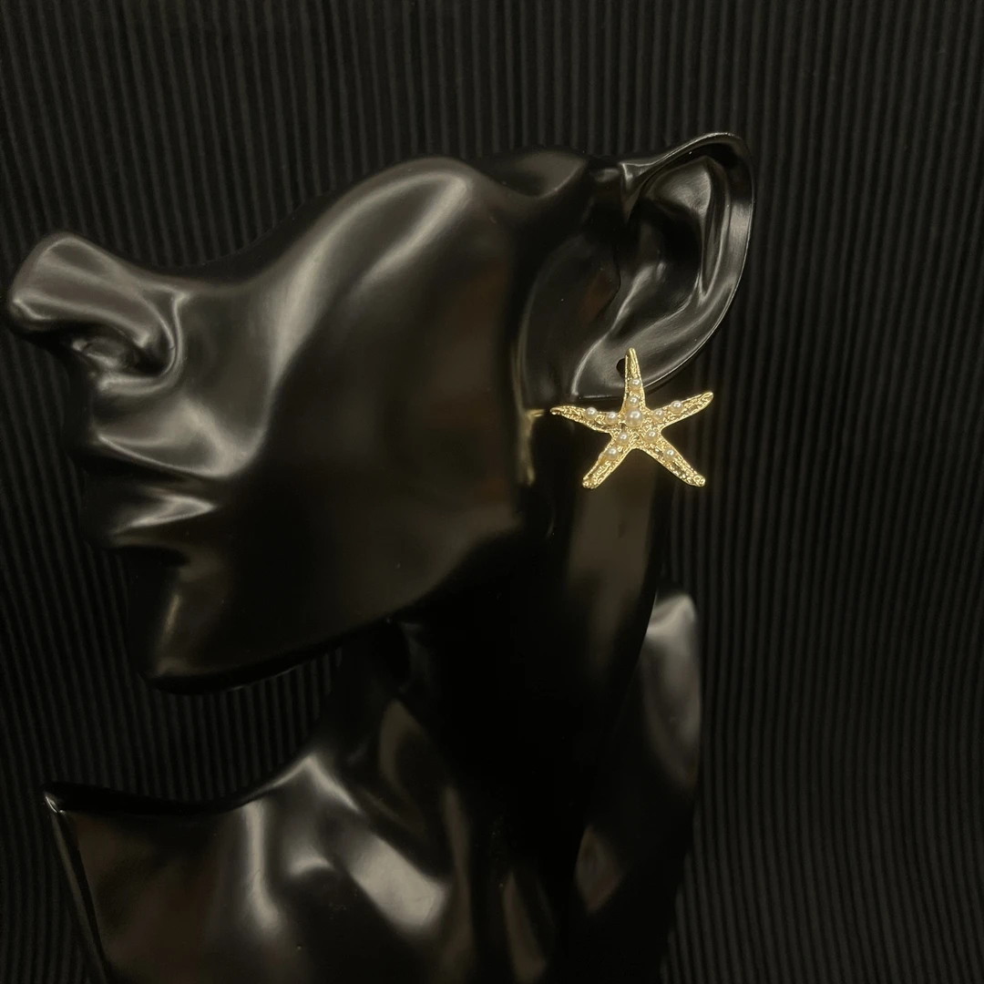 钛钢耳饰 金色海星 气质时尚耳饰 轻奢小众欧美单只百搭简约
