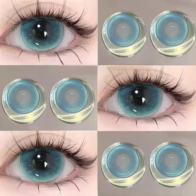 轻眸变色龙无锁边蓝绿色美瞳半年抛舒适大直径彩色隐形眼镜混血