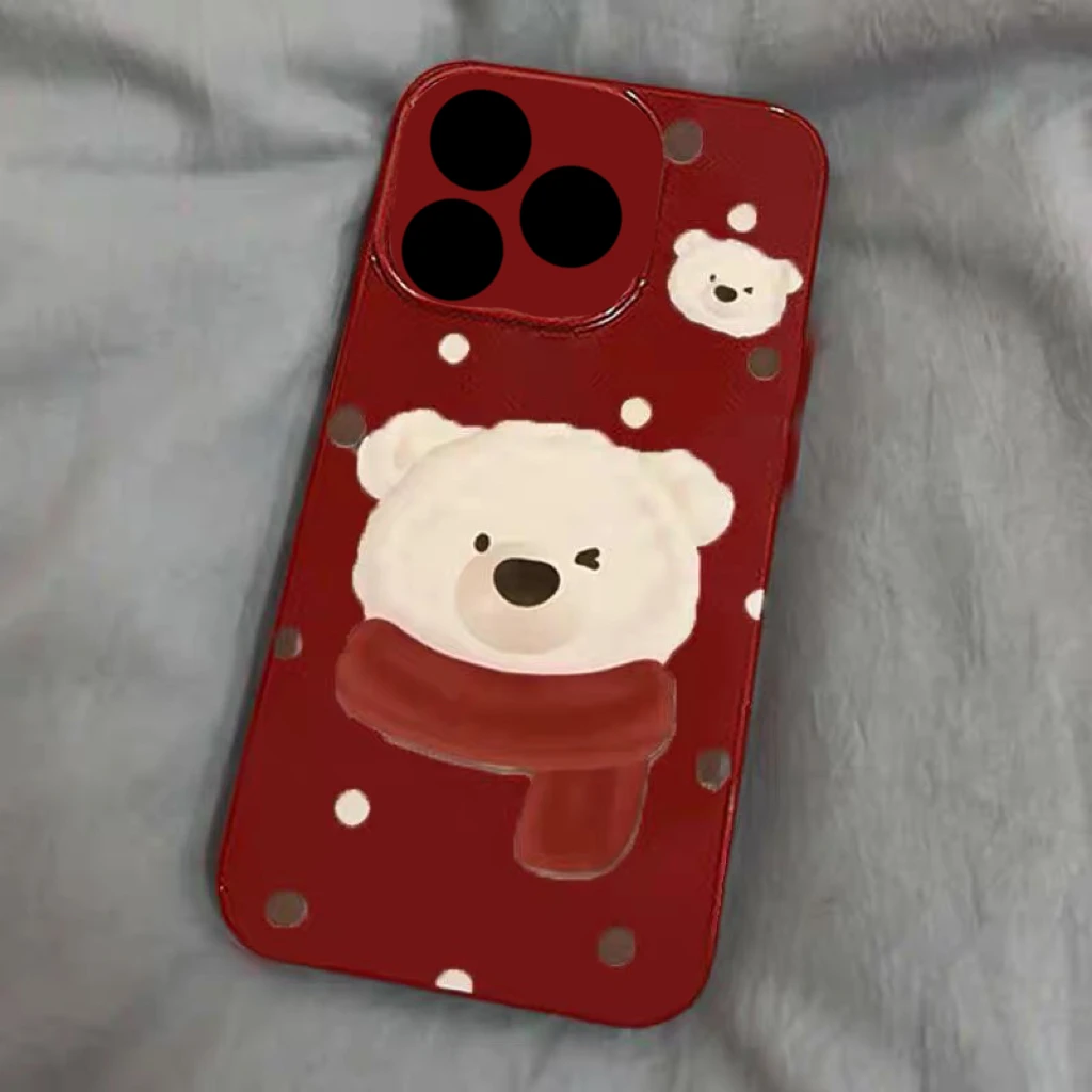 新年款围巾小熊菲林硬壳适用苹果华为荣耀OPPO小米vivo