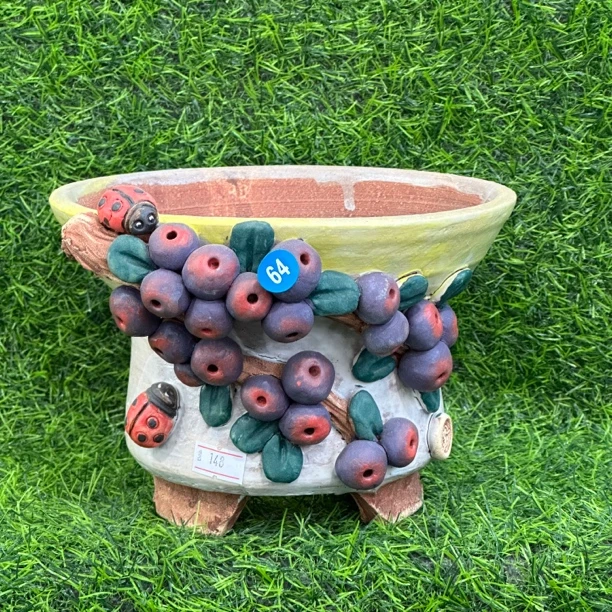 白狐花盆，手工盆，内口17高13左右，麦饭石材质，透气好，做工精美