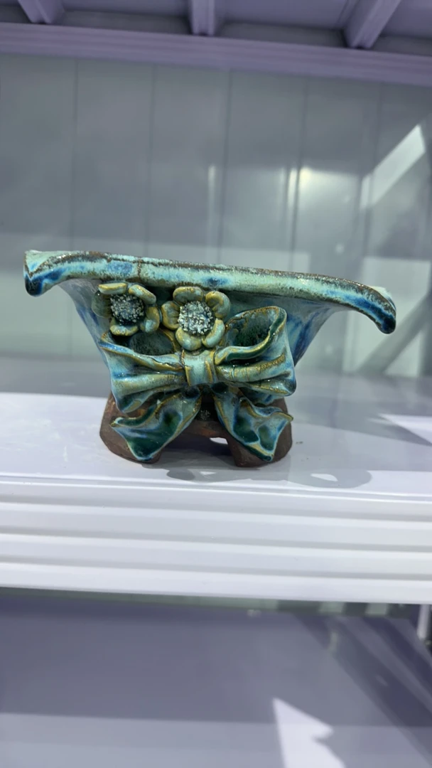 尚雅青铜饺子皮花盆，内口14，高11，麦饭石材质，透气好