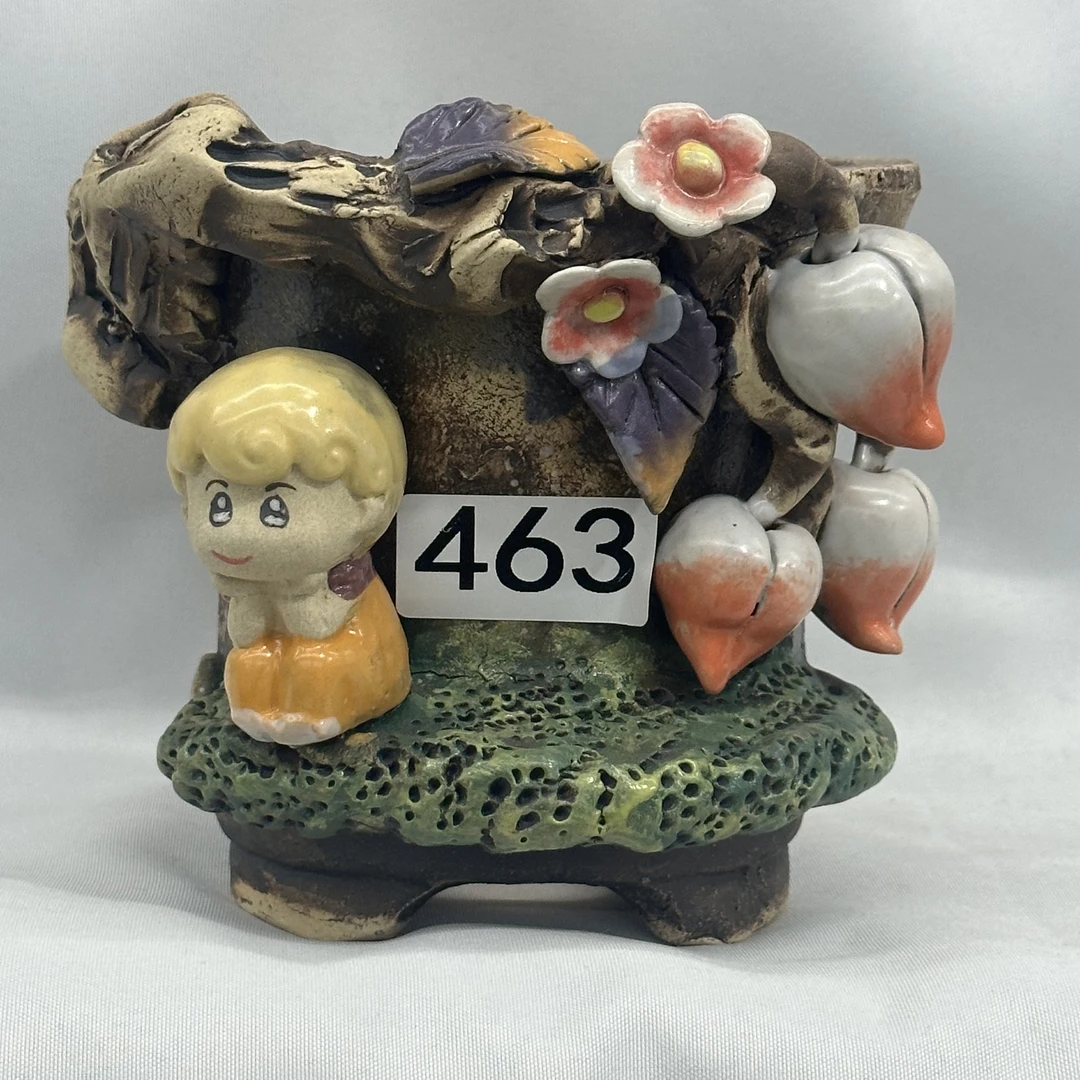 白狐花盆，内口11高12.5左右，麦饭石材质，透气好，手工花盆