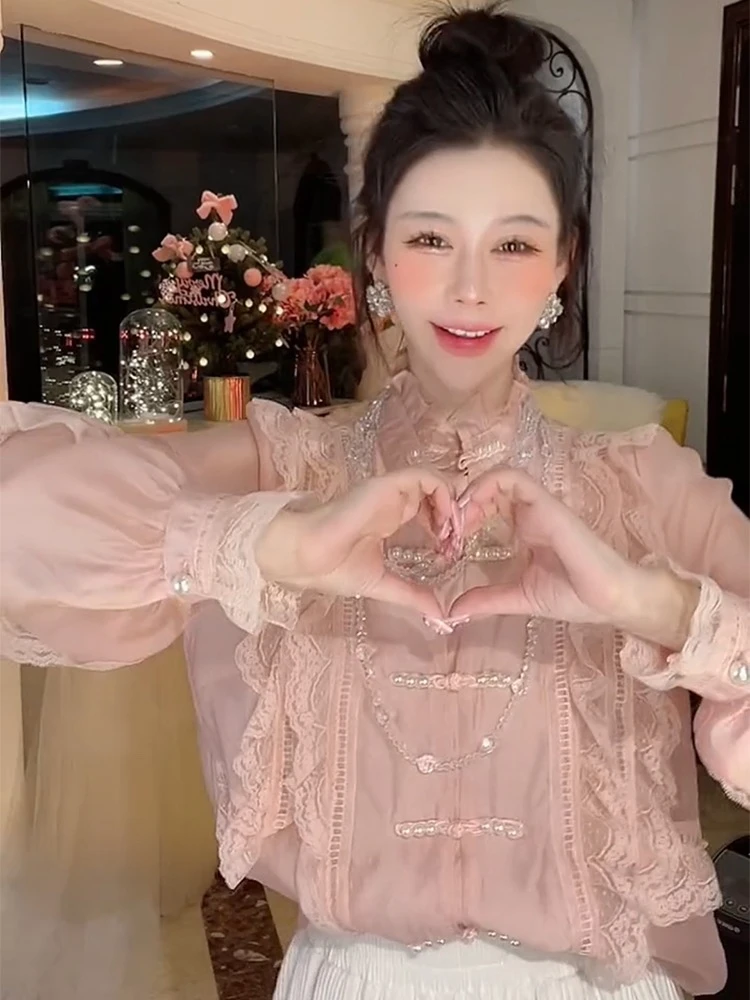 春季女装法式设计感荷叶边雪纺衬衫小众气质上衣网红