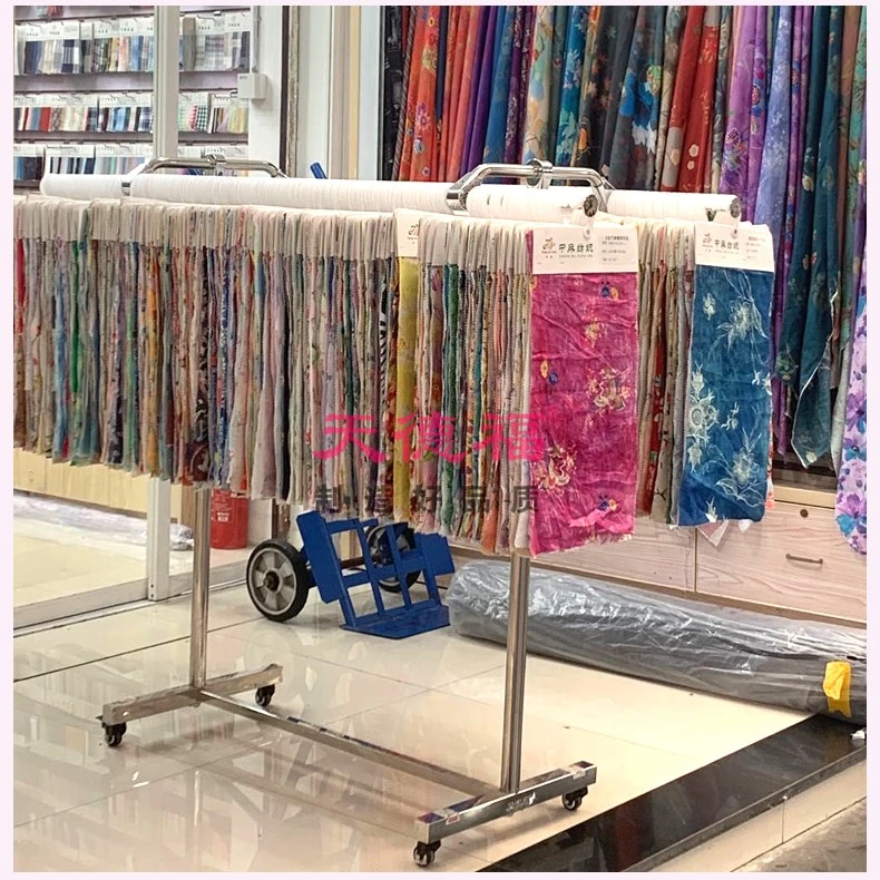 天德福货架服装店展示组合展会专用可升降不锈钢中岛架可移动双面